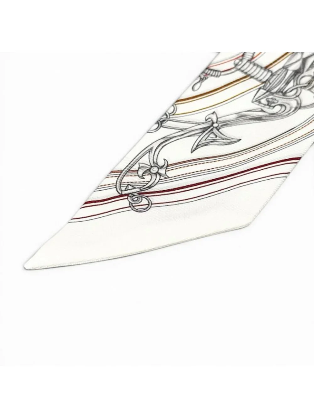 Hermes Twilly Legendary Harness Silk 100% Scarf White Red